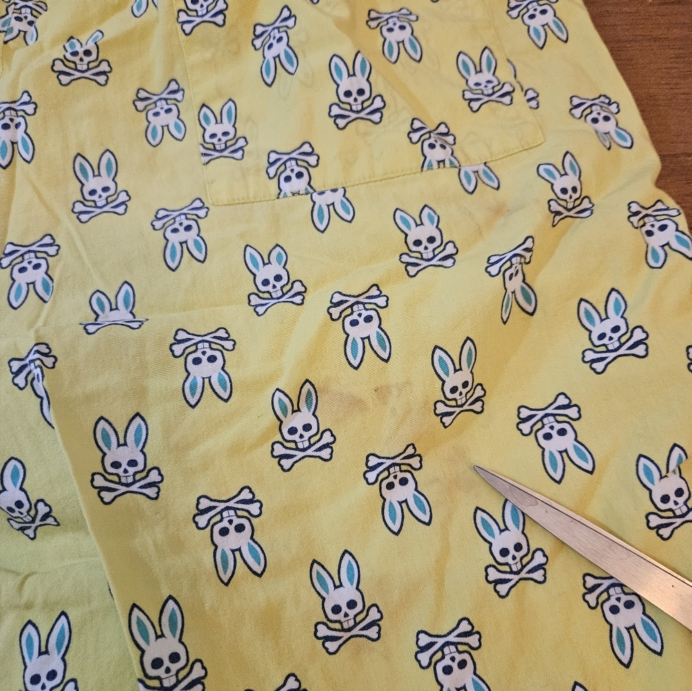 Psycho Bunny Mens Lounge / Sleep Shorts Yellow All Over Bunny Print Large - Picture 8 of 8